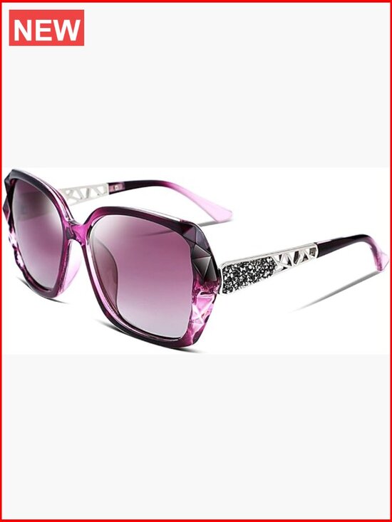 Polarized Oversized Square Sunglasses with Sparkling Composite Frame